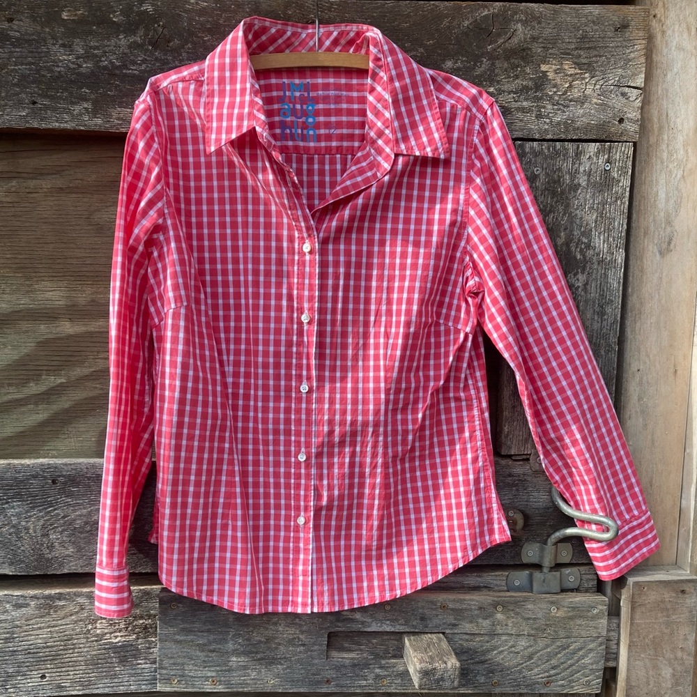 ♥️J. McLaughlin♥️ Linen, Relaxed, Gingham, Long Sleeve, Button-Up Shirt